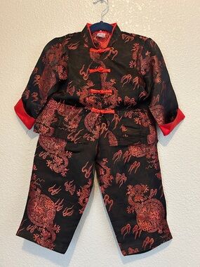 Kids Black & Red Dragon Matching Set - Traditional Style size 5